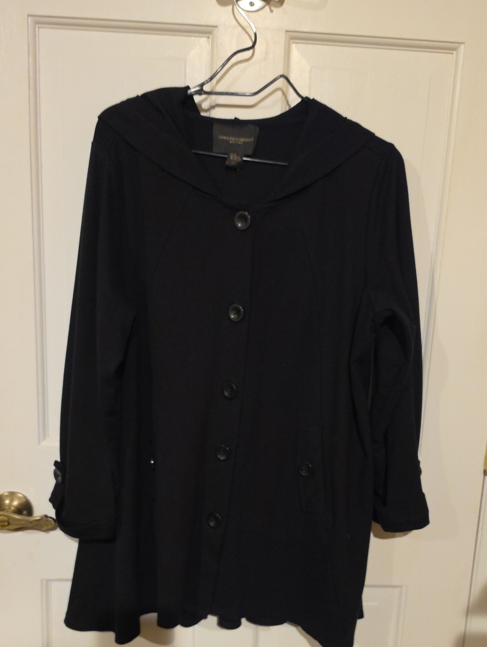 Christian Siriano NY Black Lightweight Hooded Swing Jacket - 2X
